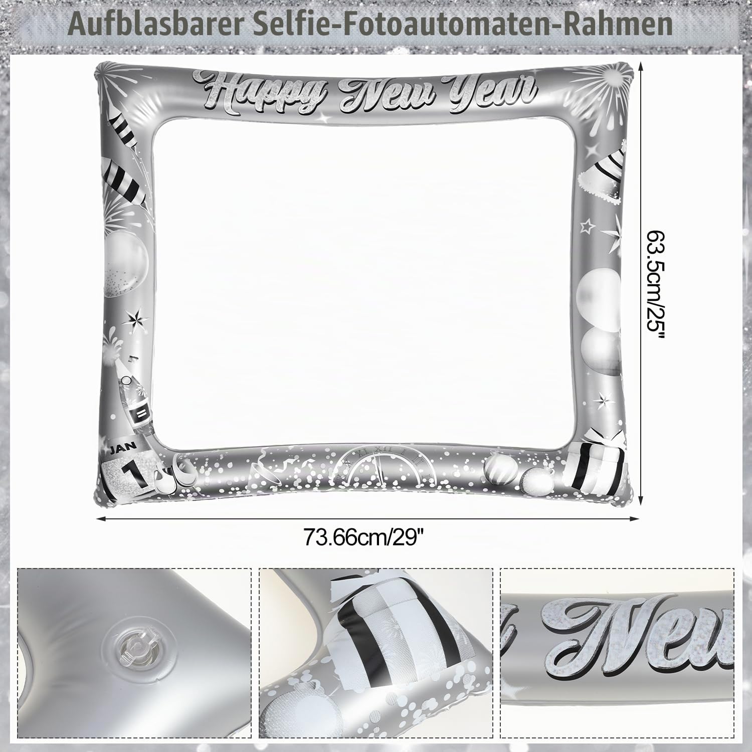 howaf-silvester-deko-set-fotorahmen-brillen-tattoos-silber image 2
