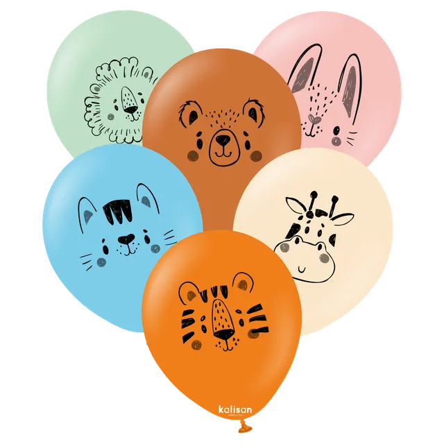 kalisan-animals-luftballon-animal-faces-12-zoll-6-st-ck-mix image 1