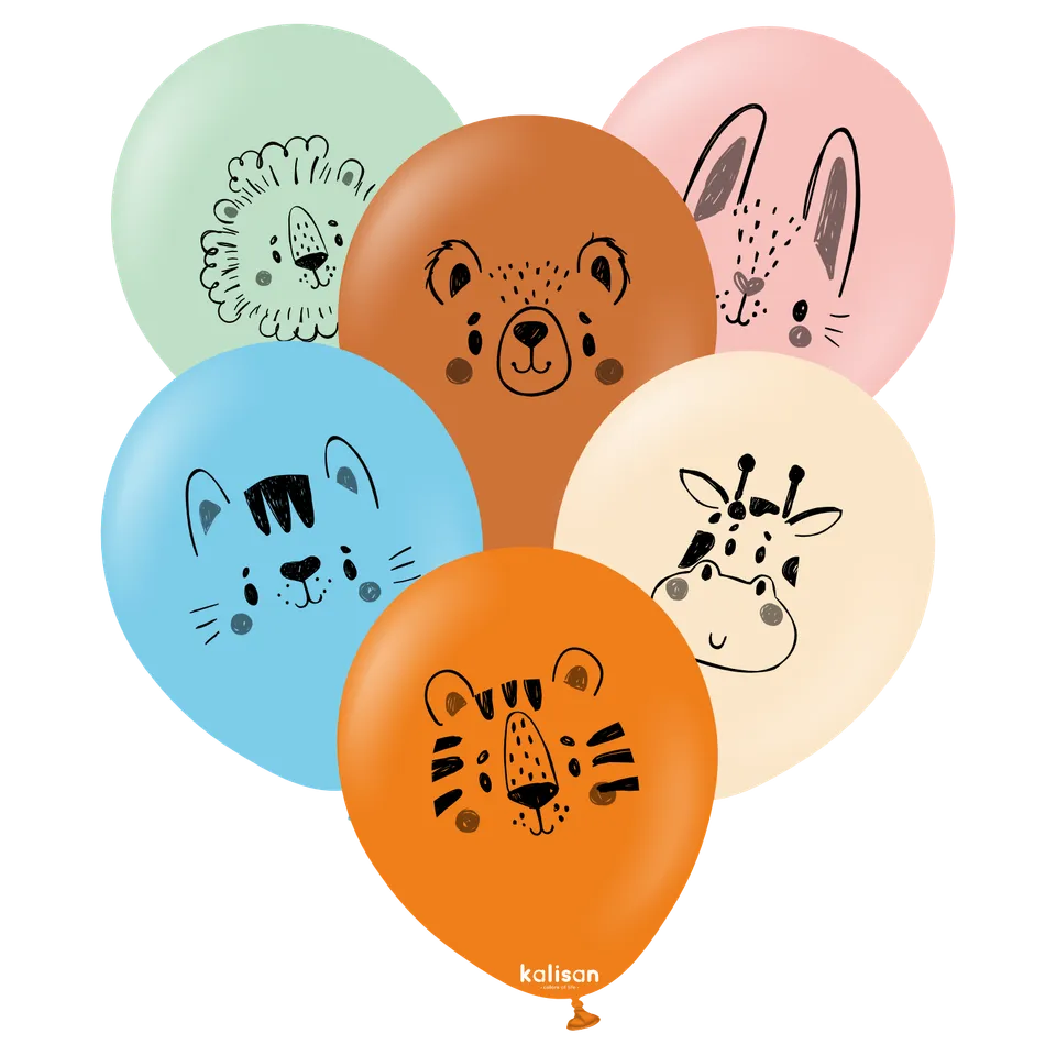 kalisan-animals-luftballon-animal-faces-12-zoll-6-st-ck-mix image 1