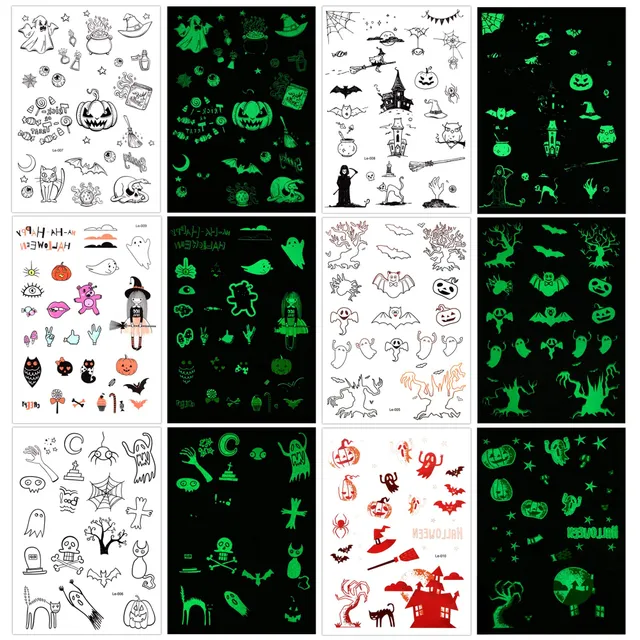 howaf-temporary-tattoos-halloween-kinder-leuchtend-150-st-ck image 1
