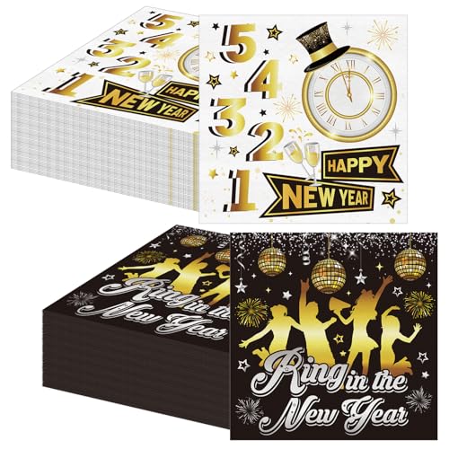 howaf-silvester-servietten-2026-schwarz-gold-40-st-ck-33cm image 8