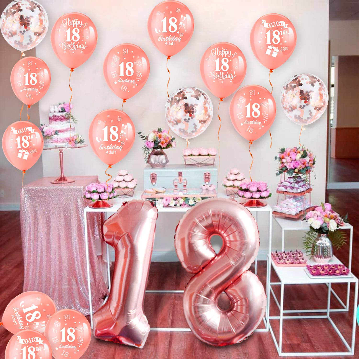 howaf-18-geburtstag-luftballons-set-30-tlg-rosegold-12-zoll image 4