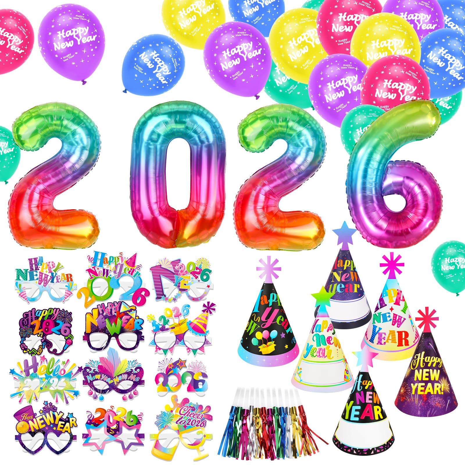 howaf-silvester-deko-2026-set-ballons-brillen-h-te-41-tlg image 1