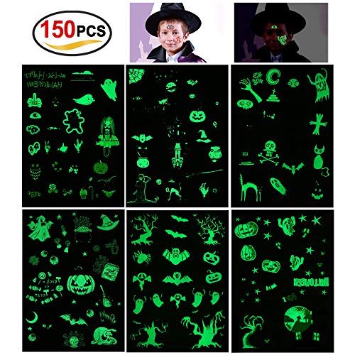 howaf-temporary-tattoos-halloween-kinder-leuchtend-150-st-ck image 8
