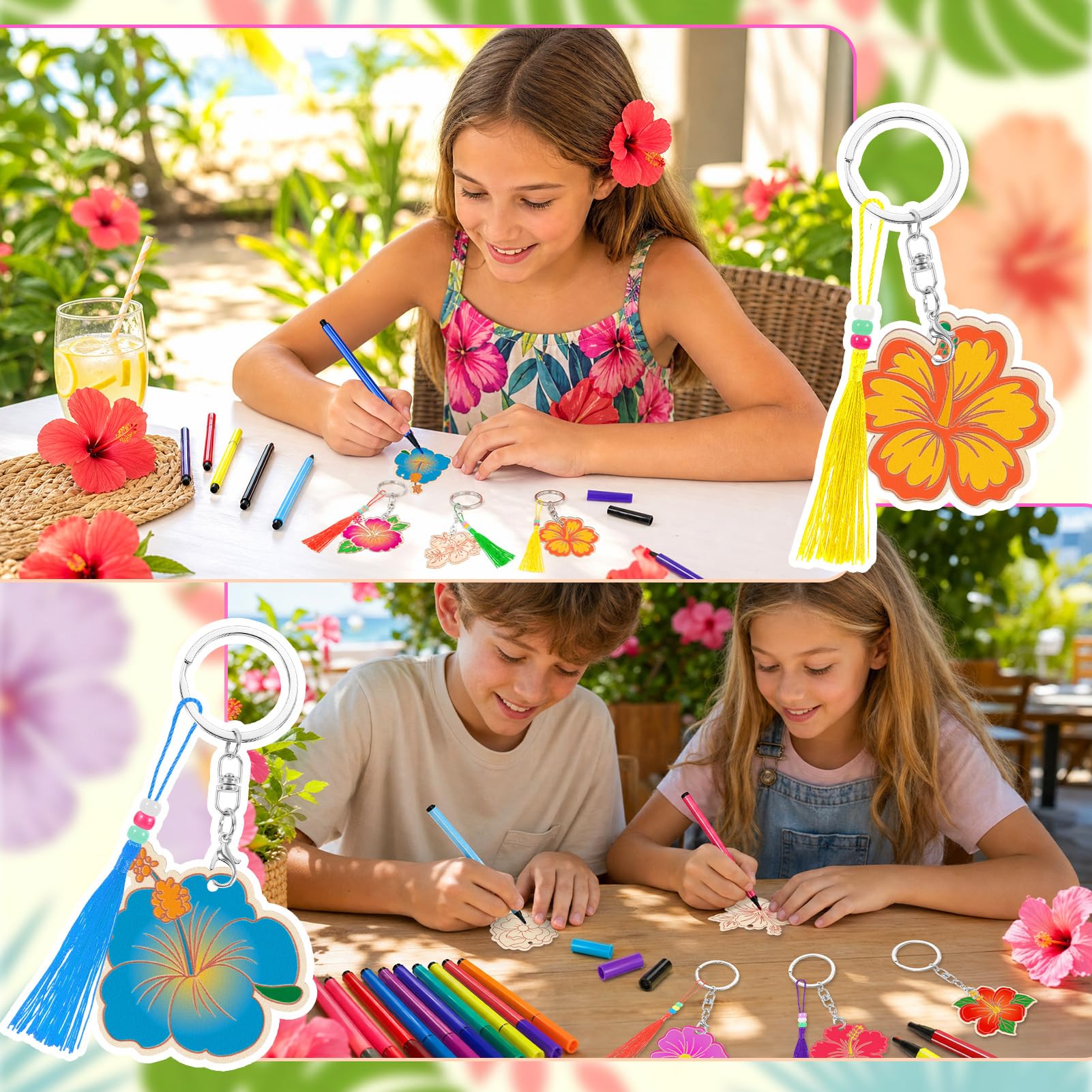 howaf-hibiskus-schl-sselanh-nger-bastelset-holz-18-teilig-hawaii image 4