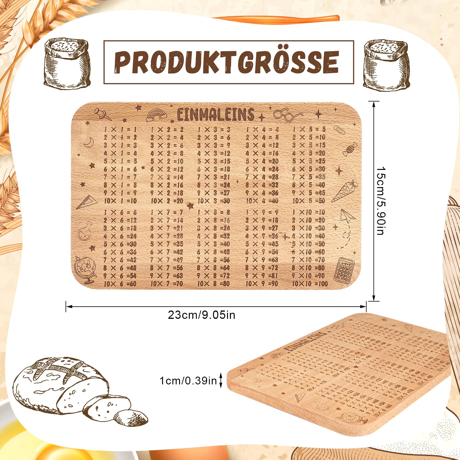 howaf-einmaleins-fr-hst-cksbrett-holz-23x15-cm-einschulung image 2