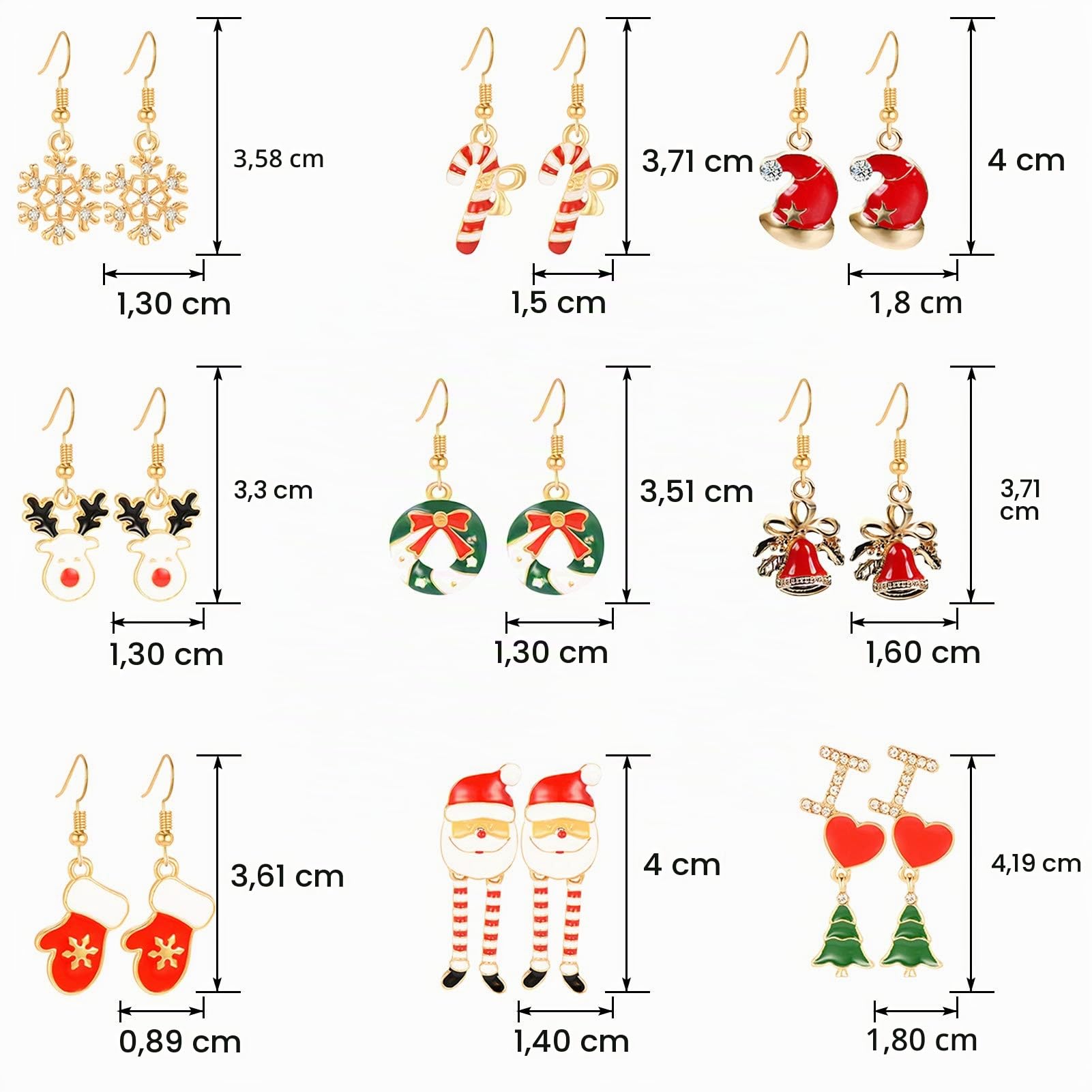 howaf-weihnachten-ohrringe-set-9-paar-h-ngeohrringe image 2