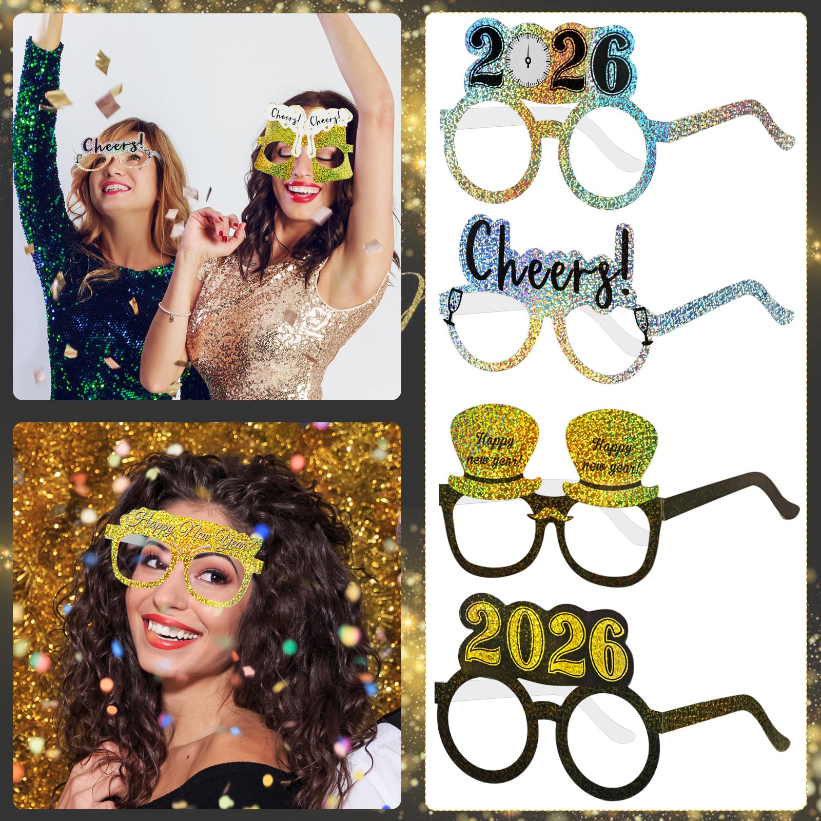 howaf-happy-new-year-silvesterbrille-18er-set-partybrille-glitzer-2026 image 5