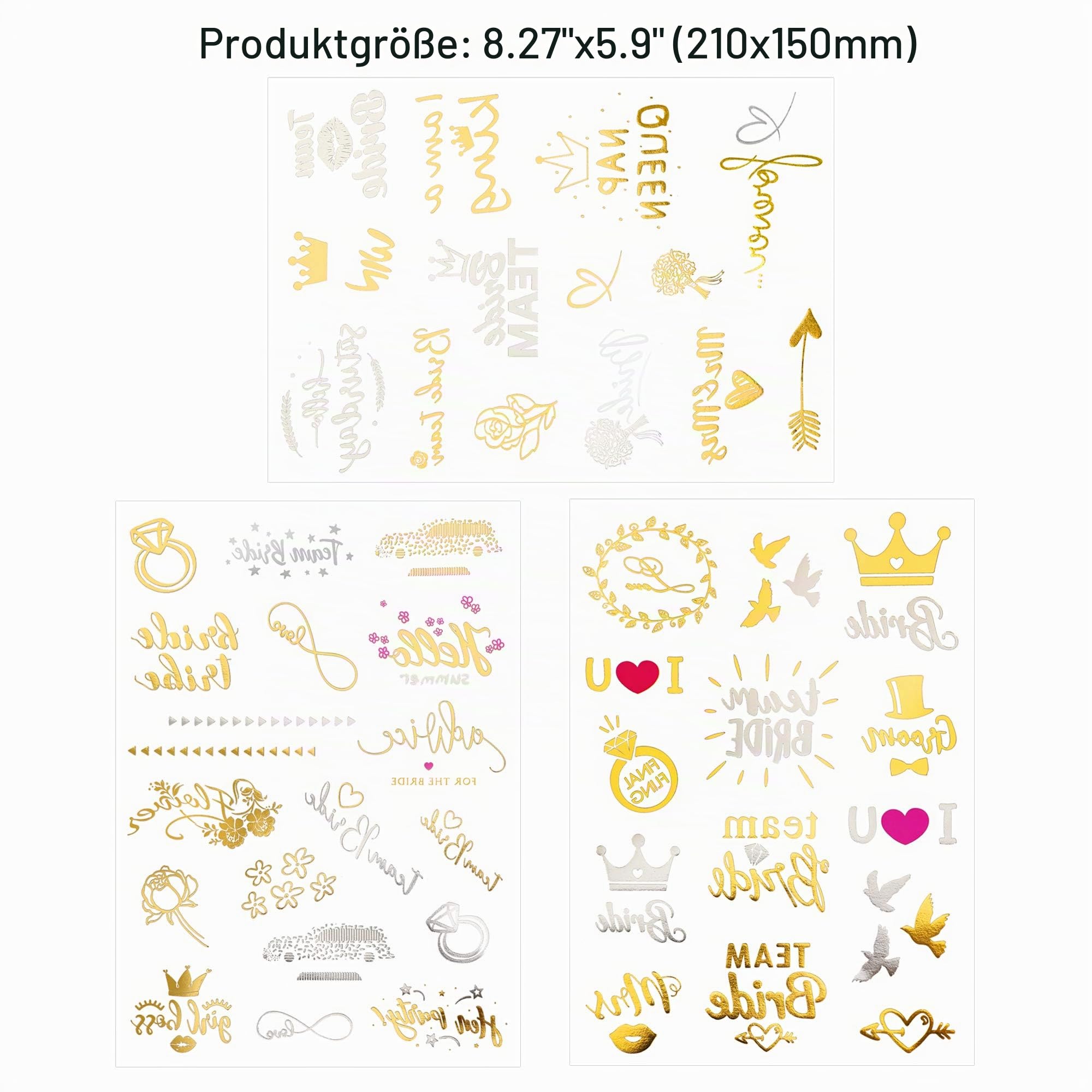 howaf-jga-tattoo-set-gold-134-st-ck-team-bride-hochzeit image 3