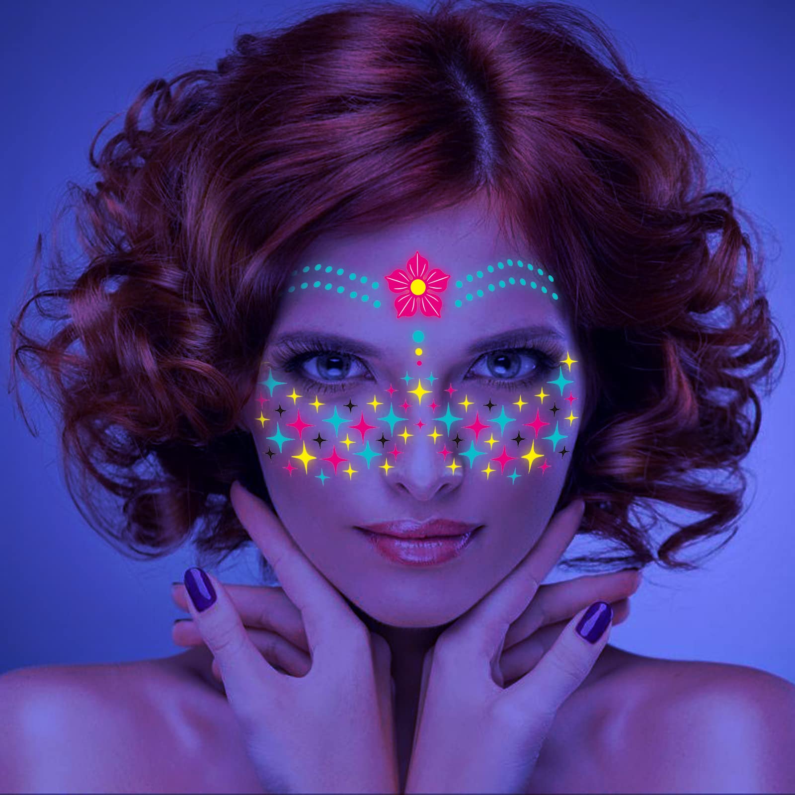 howaf-neon-tattoos-uv-schwarzlicht-8er-set-gesicht-schminke image 5