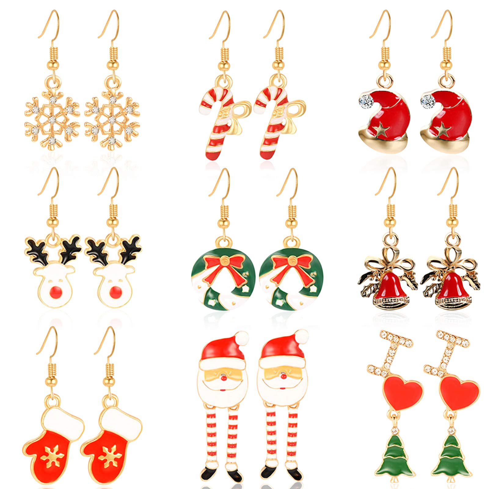 howaf-weihnachten-ohrringe-set-9-paar-h-ngeohrringe image 1