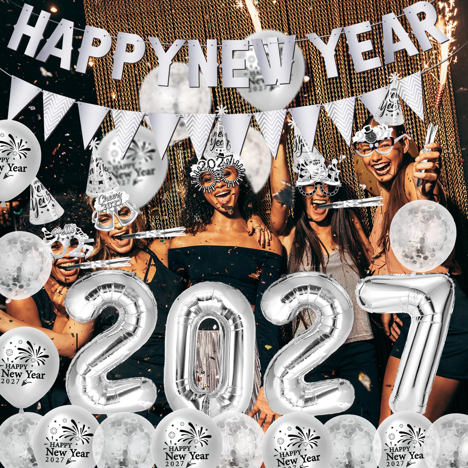 howaf-silvester-deko-2027-set-silber-happy-new-year-banner-ballons image 7