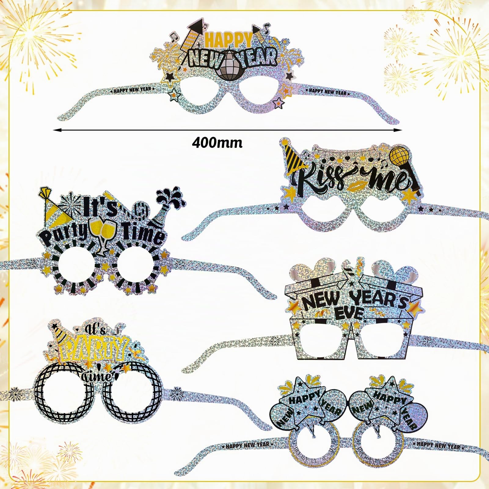 howaf-silvester-brille-2027-glitzer-silber-partybrille-12er-set image 2