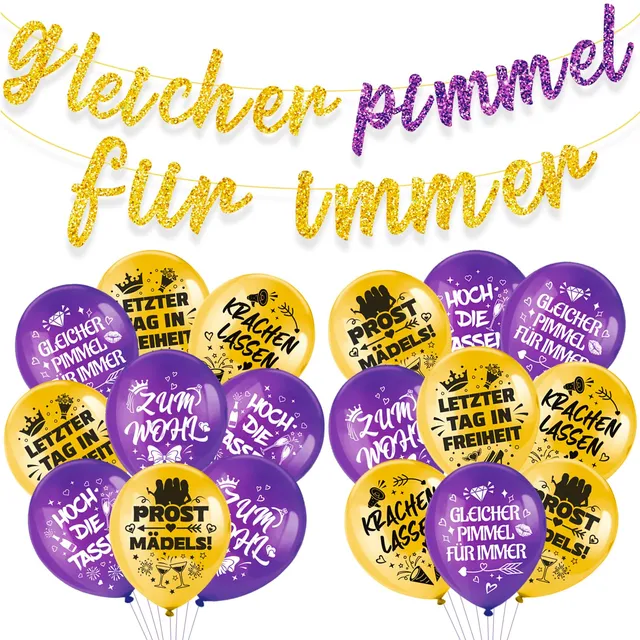 howaf-jga-deko-frauen-set-banner-18-ballons-lila-gold image 1