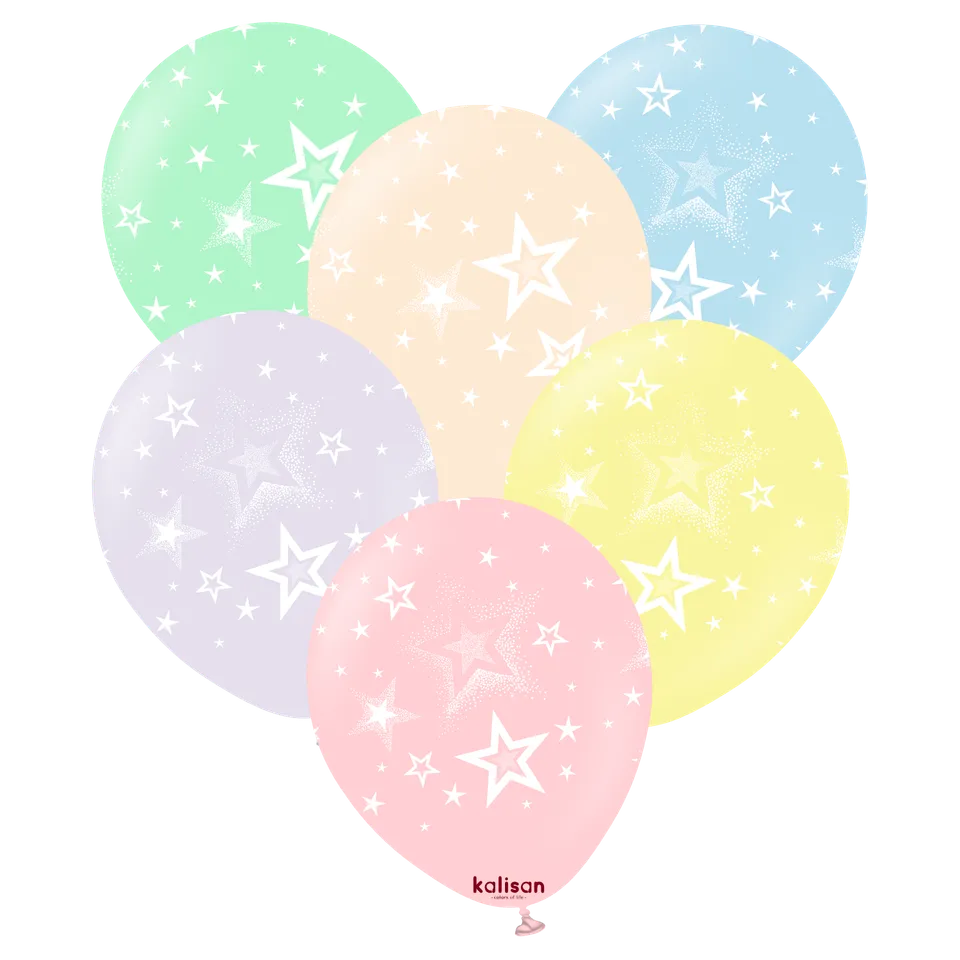 kalisan-party-theme-macaron-stars-luftballons-25-st-ck-pastell-mix image 1