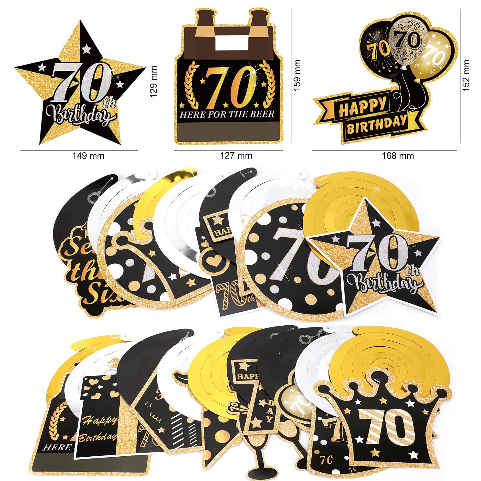 howaf-70-geburtstag-h-ngedeko-deckenh-nger-30-st-ck-schwarz-gold image 3