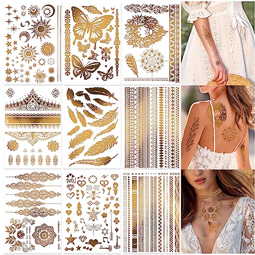 howaf-gold-tempor-re-tattoos-9-blatt-metallic-flash-tattoo image 8