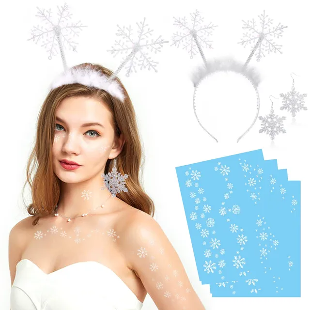 howaf-schneeflocke-haarreif-set-damen-weihnachten image 1
