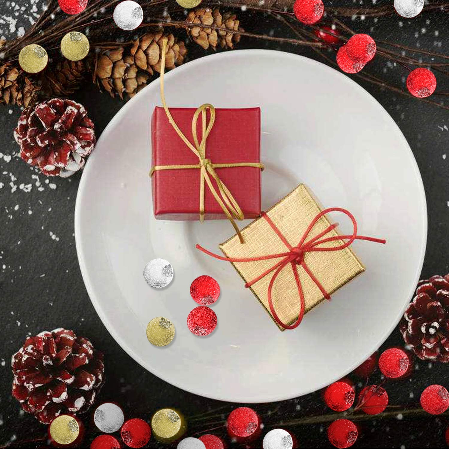 howaf-weihnachten-beeren-rot-gold-silber-240-st-ck-deko image 4