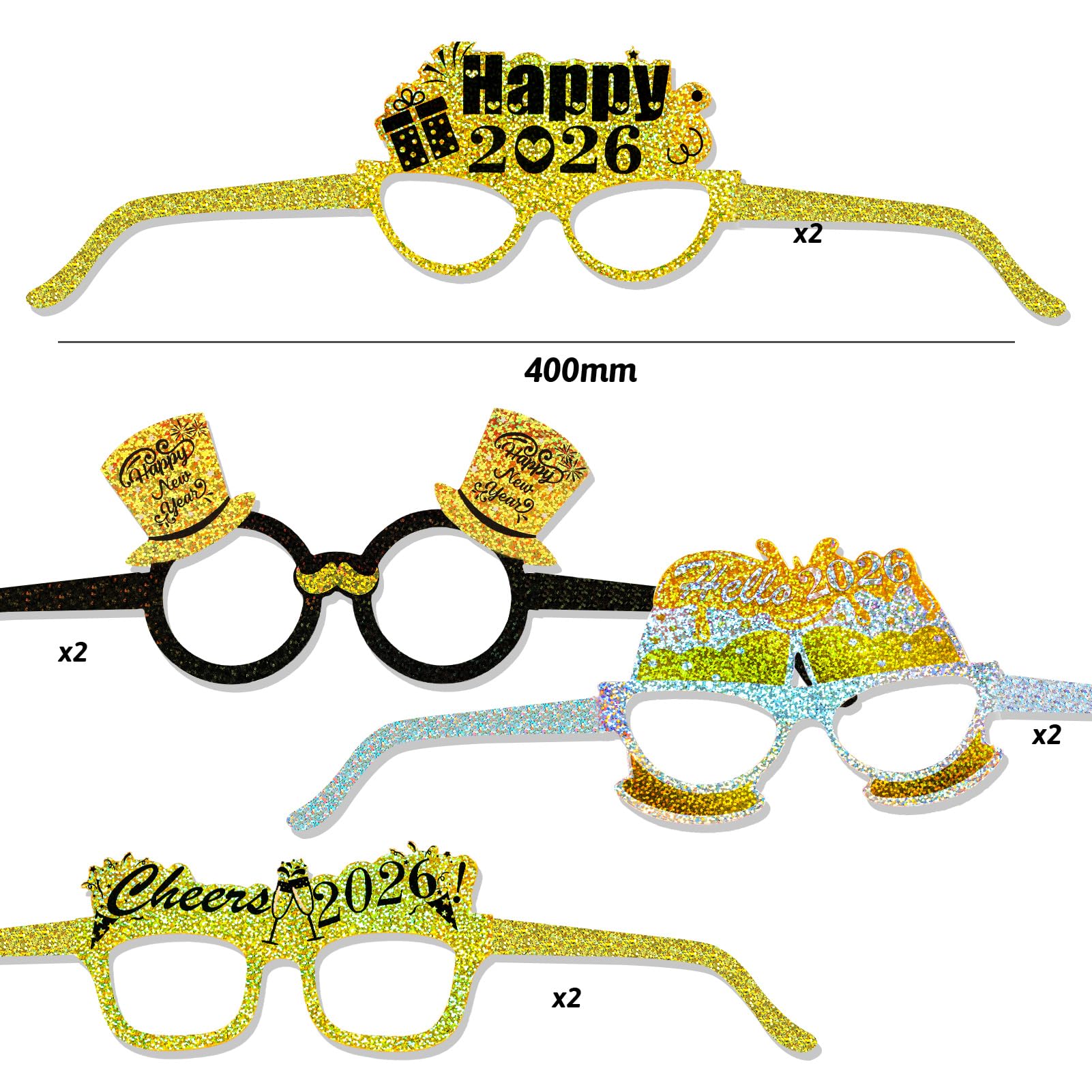 howaf-happy-new-year-papierbrille-18er-set-silvesterbrille-2026 image 3