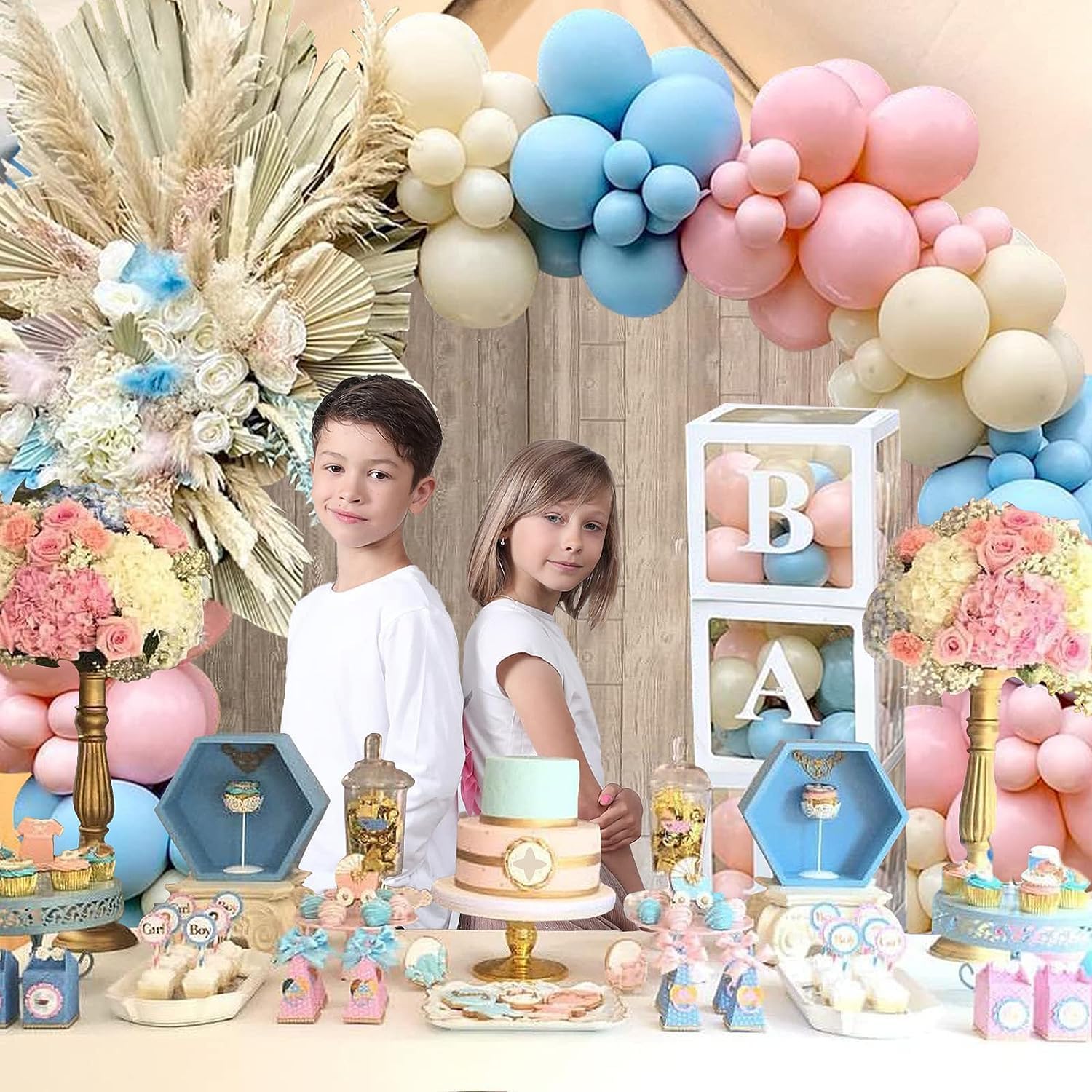 qifu-ballon-girlande-gender-reveal-rosa-blau-166-tlg-mit-baby-box image 8