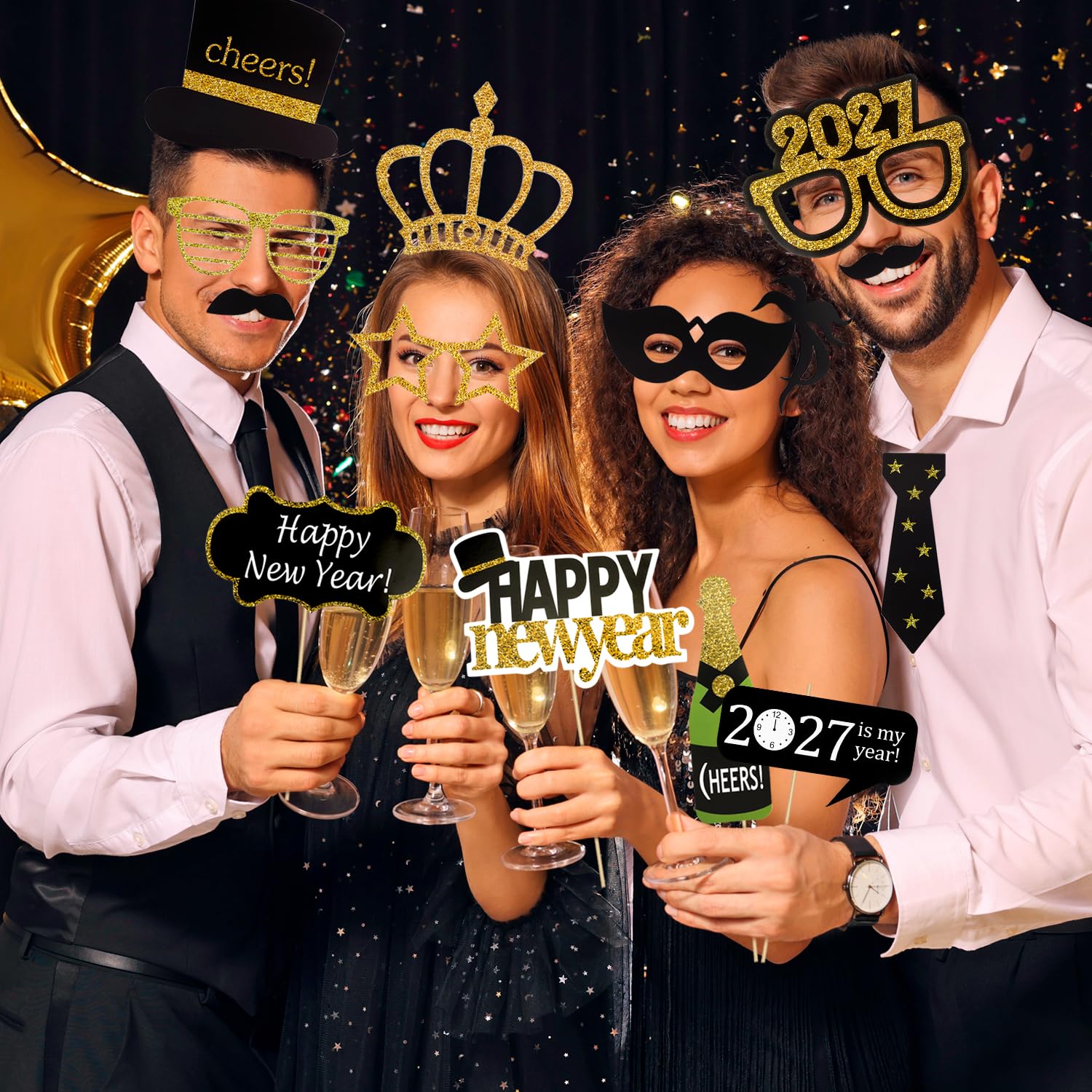 howaf-silvester-foto-requisiten-schwarz-gold-21-st-ck-neujahr image 5