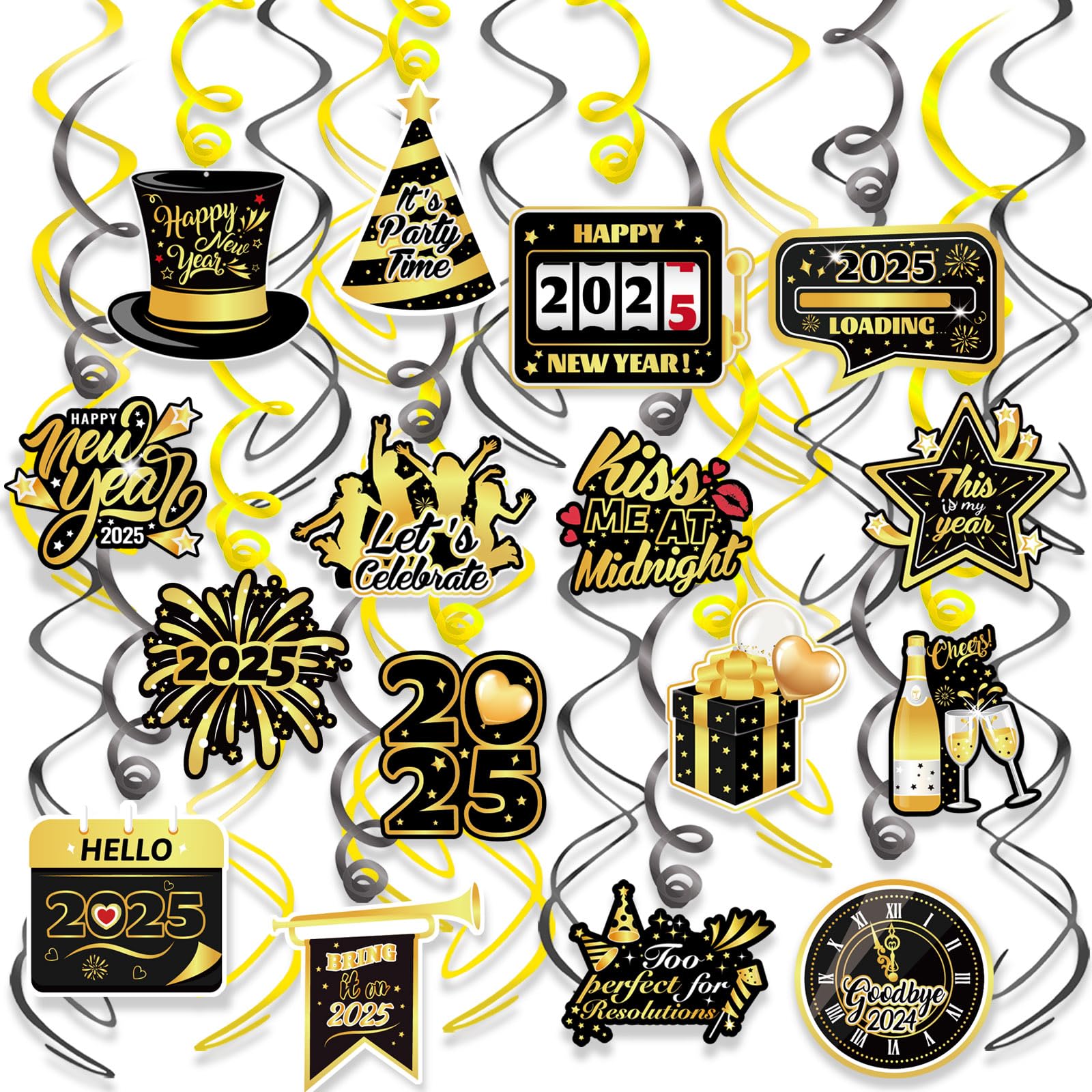 howaf-silvester-deko-2025-deckenh-nger-30-st-ck-schwarz-gold image 1