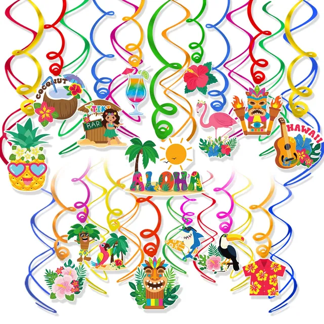 howaf-hawaii-h-ngedeko-bunt-30-teile-deckenh-nger-spiralen image 1