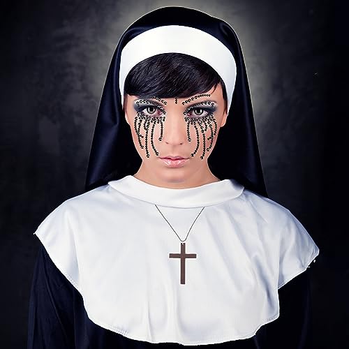 howaf-nonne-kost-m-damen-set-mit-haube-kreuzkette-tattoo image 7