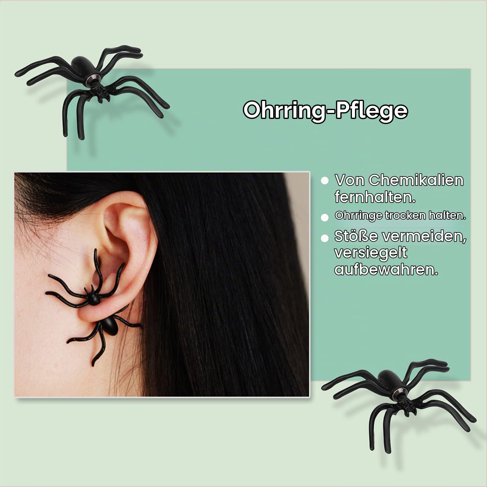 howaf-halloween-ohrringe-2-paare-spinne-totenkopf-ohrstecker image 5