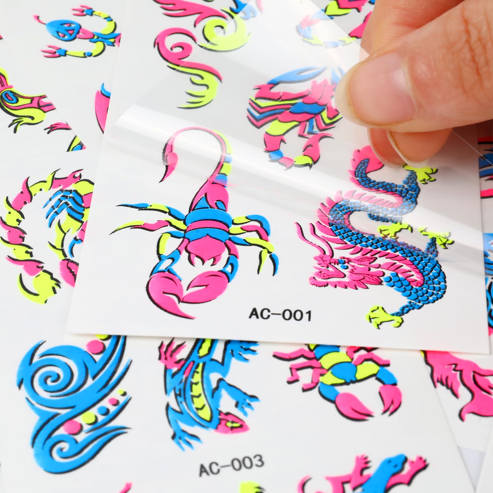howaf-temporary-tattoos-neon-tattoo-schwarzlicht-10-bl-tter-drachen image 7
