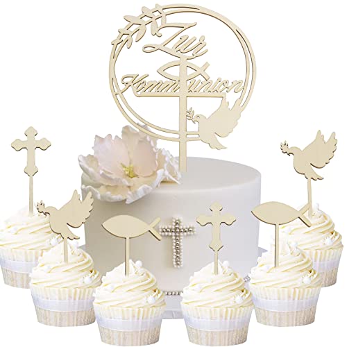 howaf-kommunion-cake-topper-holz-7tlg-fisch-kreuz-taube image 8