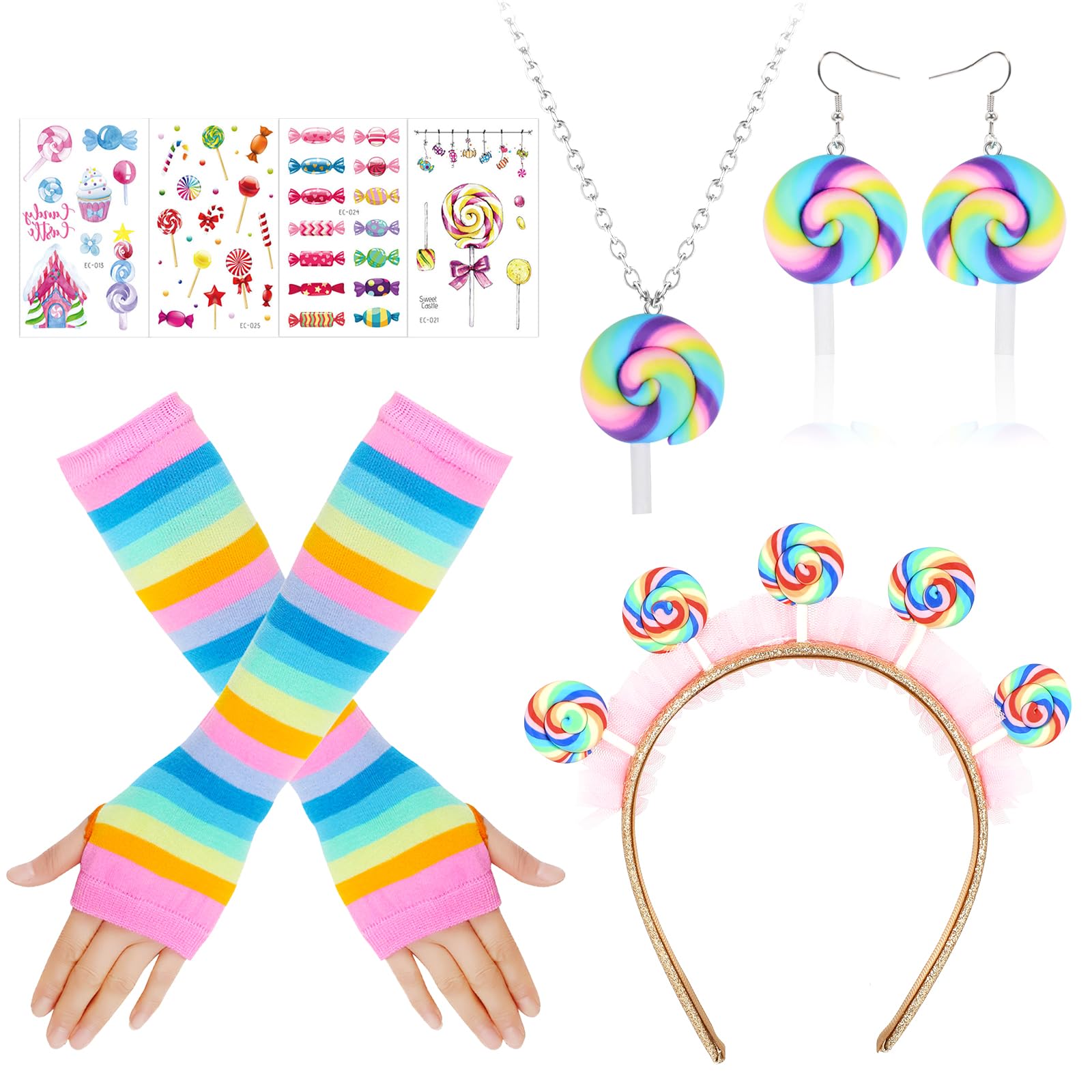 howaf-temporary-tattoos-lollipop-kost-m-set-candy-bunt image 1
