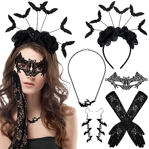 howaf-fledermaus-kost-m-set-damen-schwarz-5-teilig-maske image 3