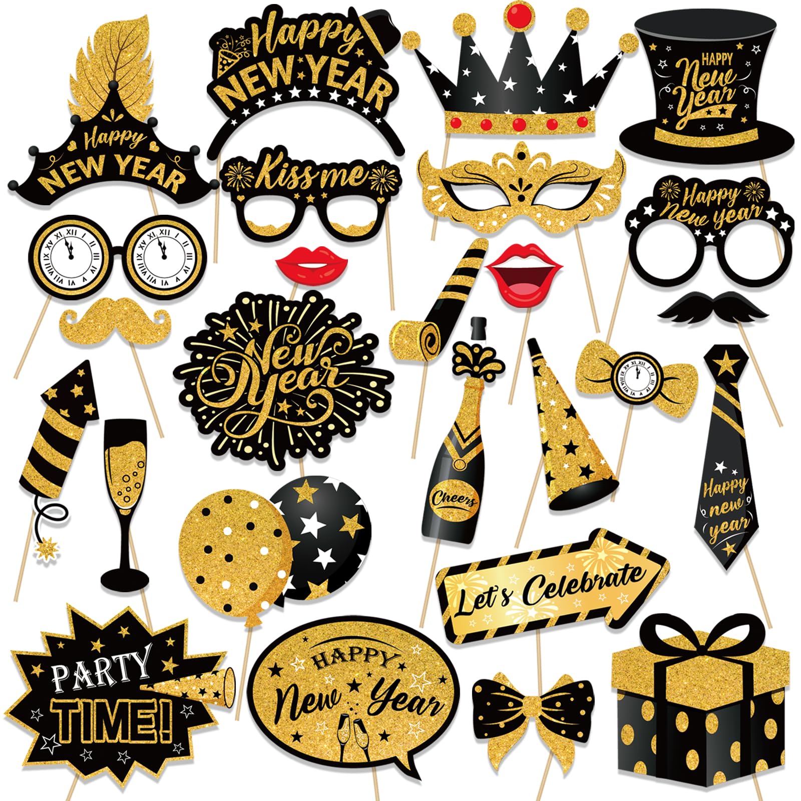 howaf-silvester-deko-2027-schwarz-gold-53tlg-ballons-girlande image 4