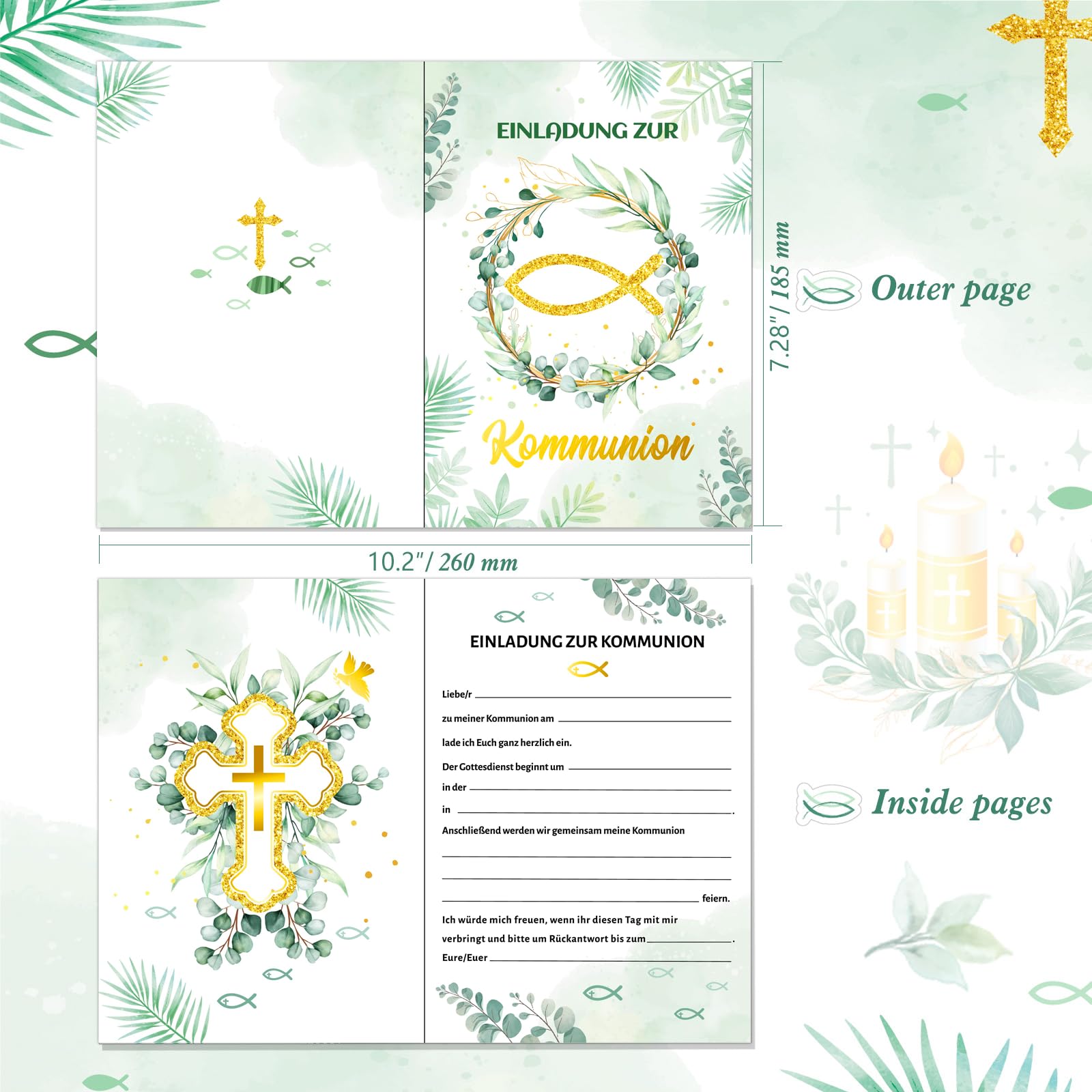 howaf-kommunion-einladungskarten-eucalyptus-12er-set-klappkarten image 3