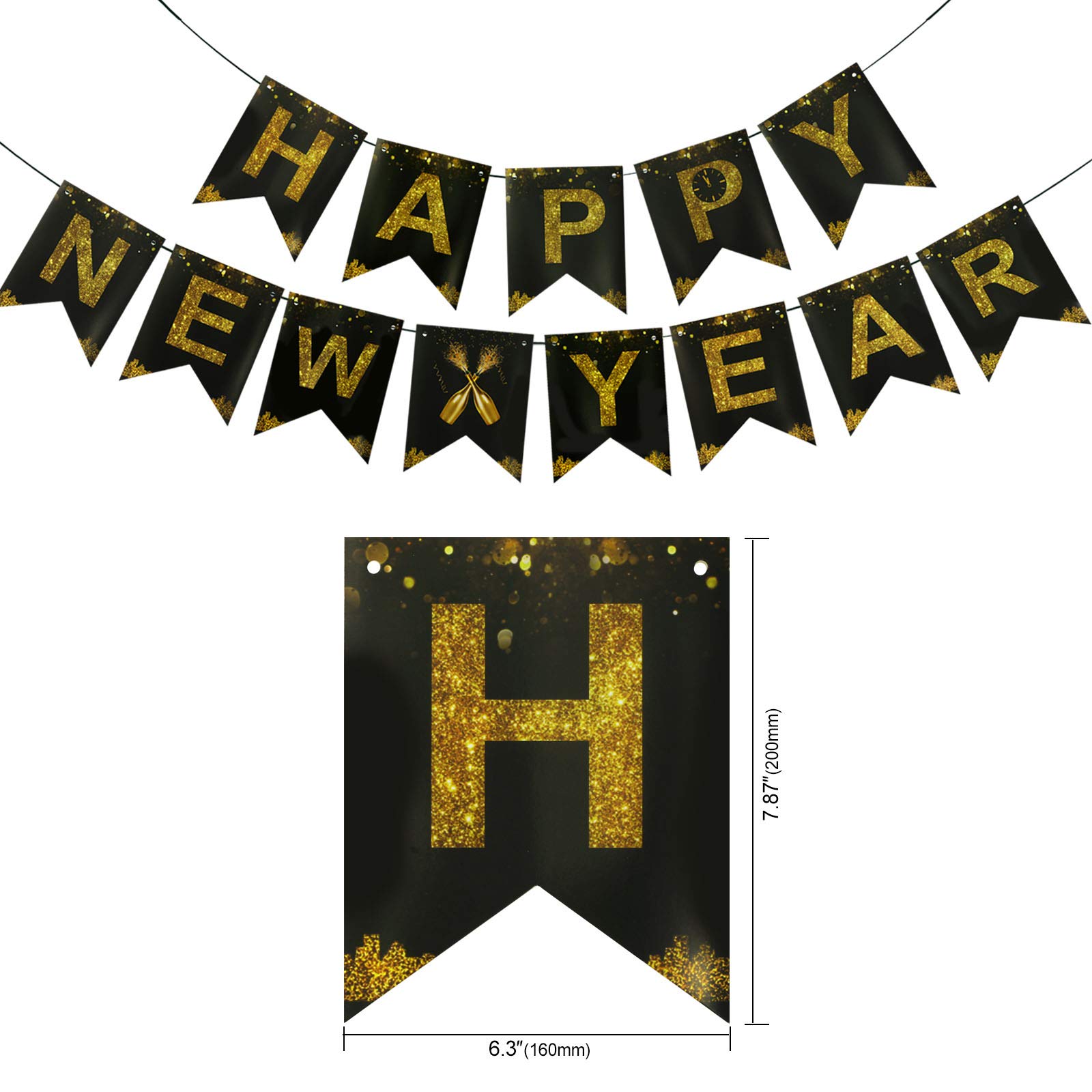 howaf-silvester-deko-2025-set-schwarz-gold-happy-new-year image 2