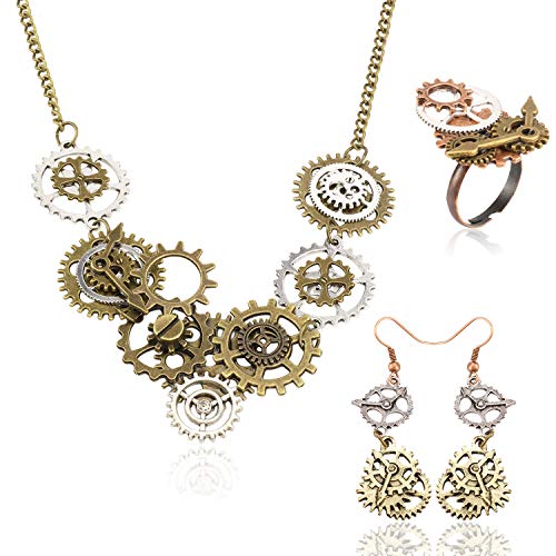 howaf-steampunk-zahnr-der-schmuckset-halskette-ohrringe-ring-damen image 8