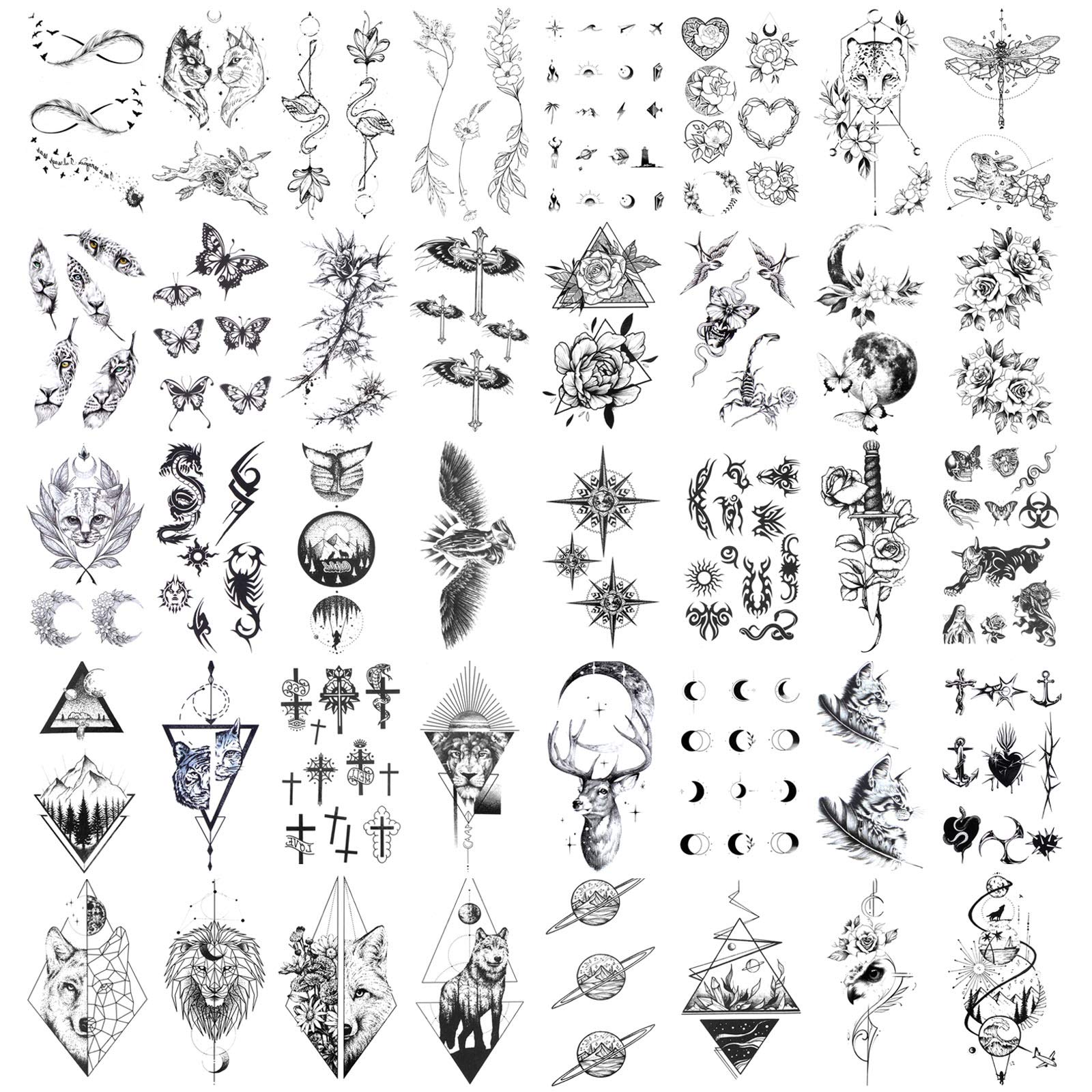 howaf-temporary-tattoos-schwarz-30-blatt-klebetattoos-set image 1