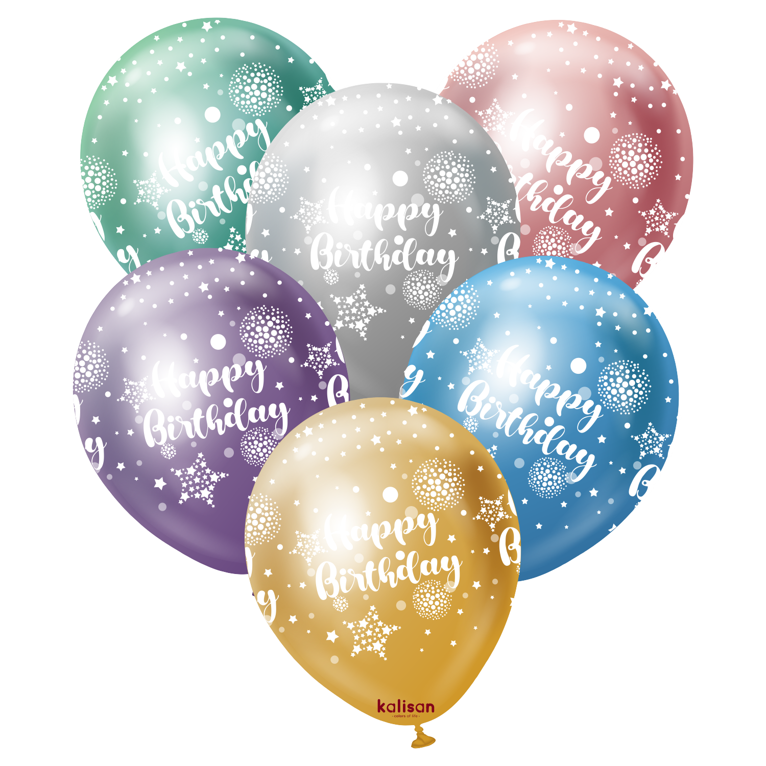 kalisan-happy-birthday-mirror-luftballons-25-stk-12-bunt image 1