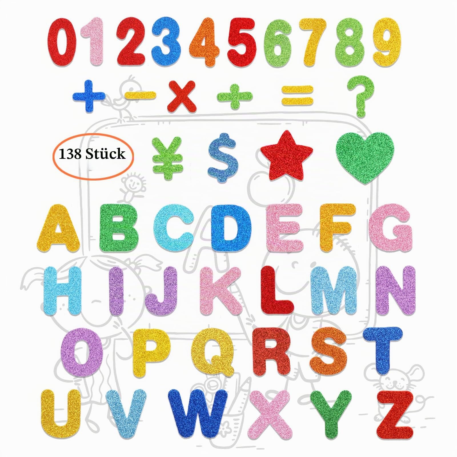 howaf-moosgummi-buchstaben-selbstklebend-glitzer-138-sticker image 2
