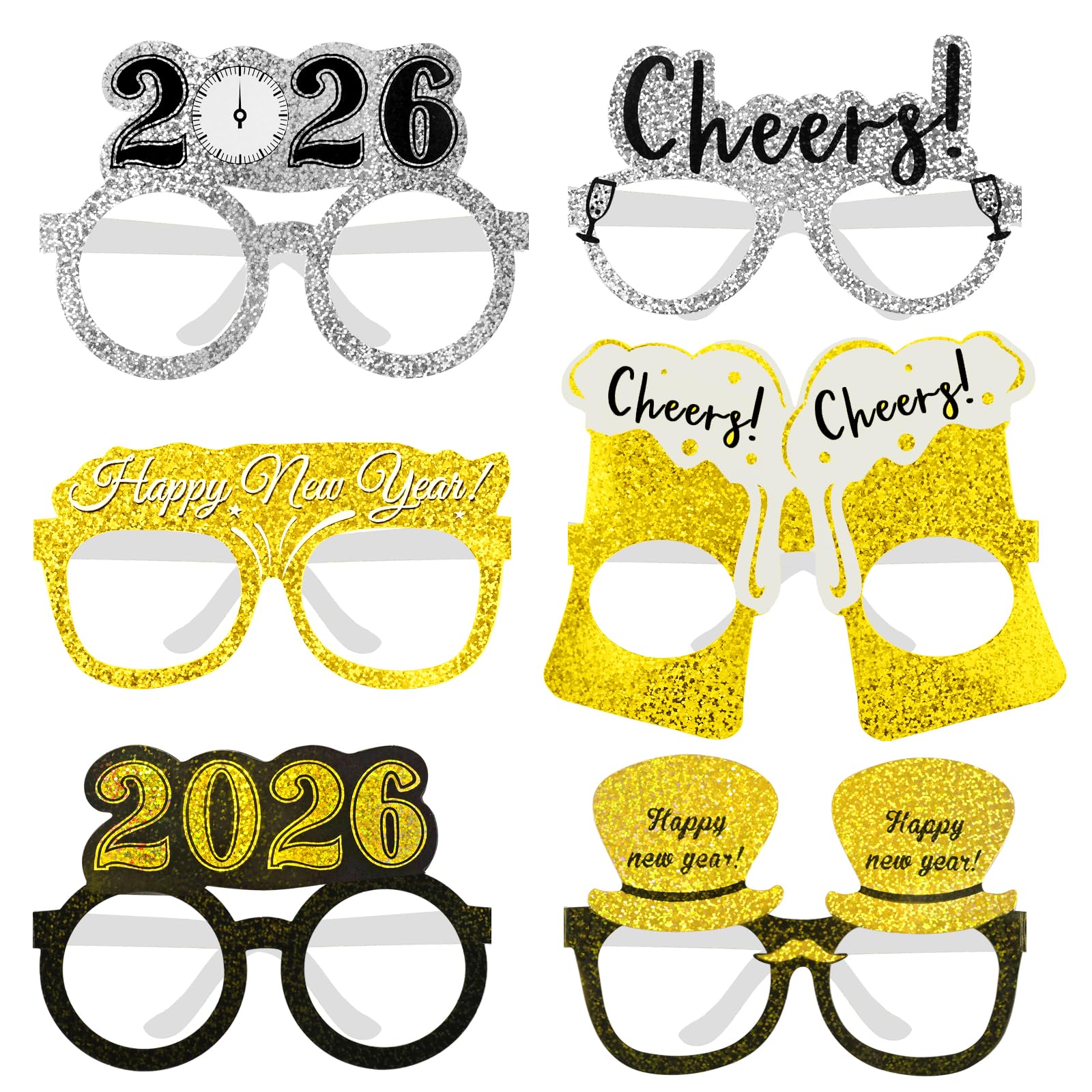 howaf-happy-new-year-silvesterbrille-18er-set-partybrille-glitzer-2026 image 2