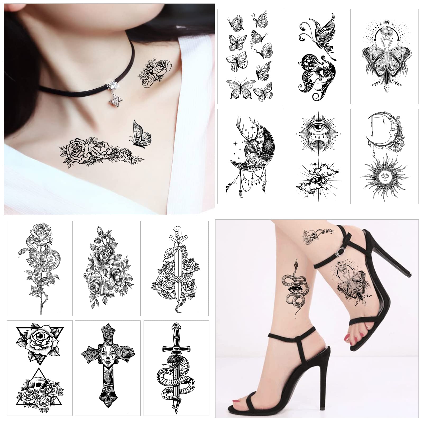 howaf-temporary-tattoos-52-blatt-schmetterling-tattoo-aufkleber image 5