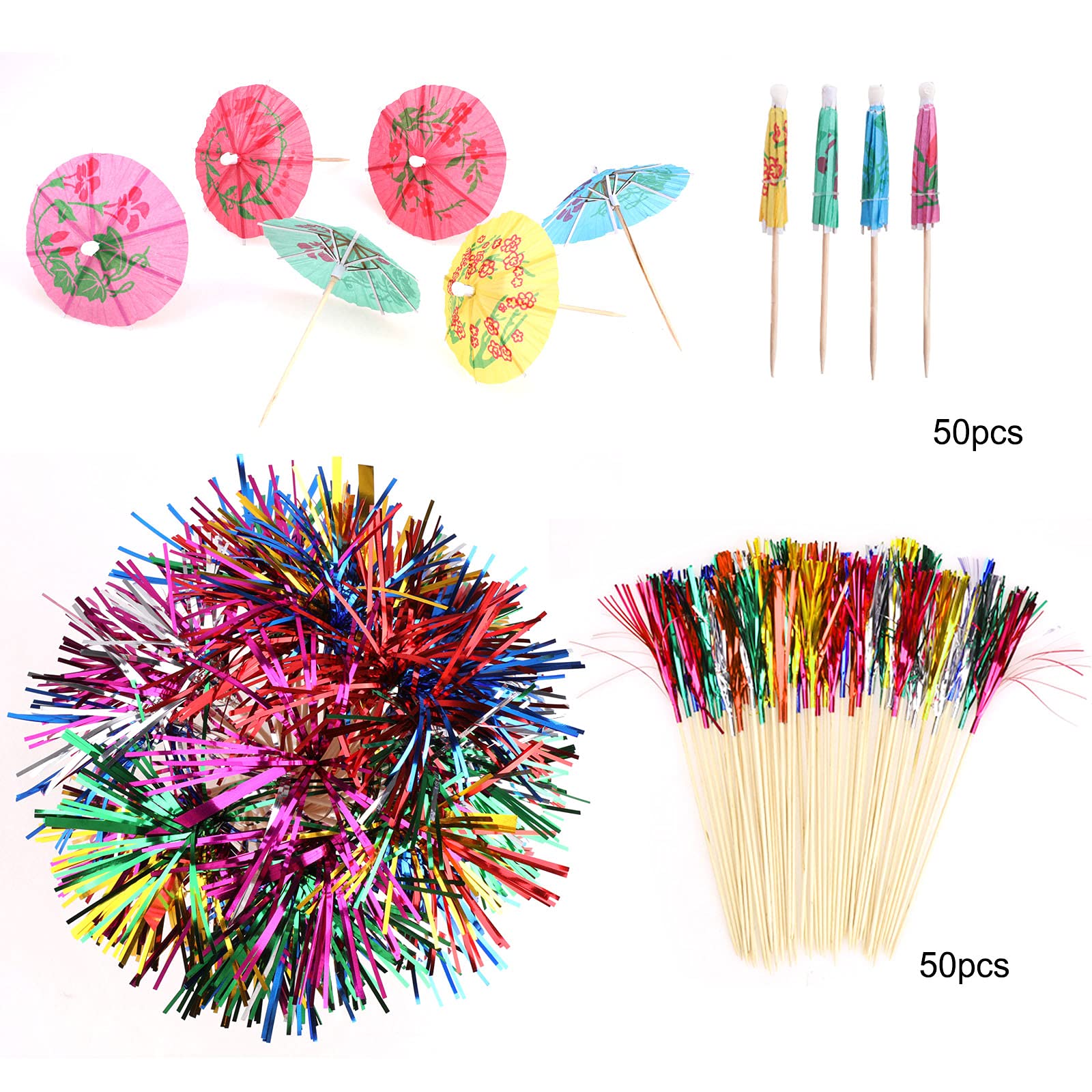 howaf-cocktail-deko-party-set-150-teile-papier-strohhalme-schirmchen image 4