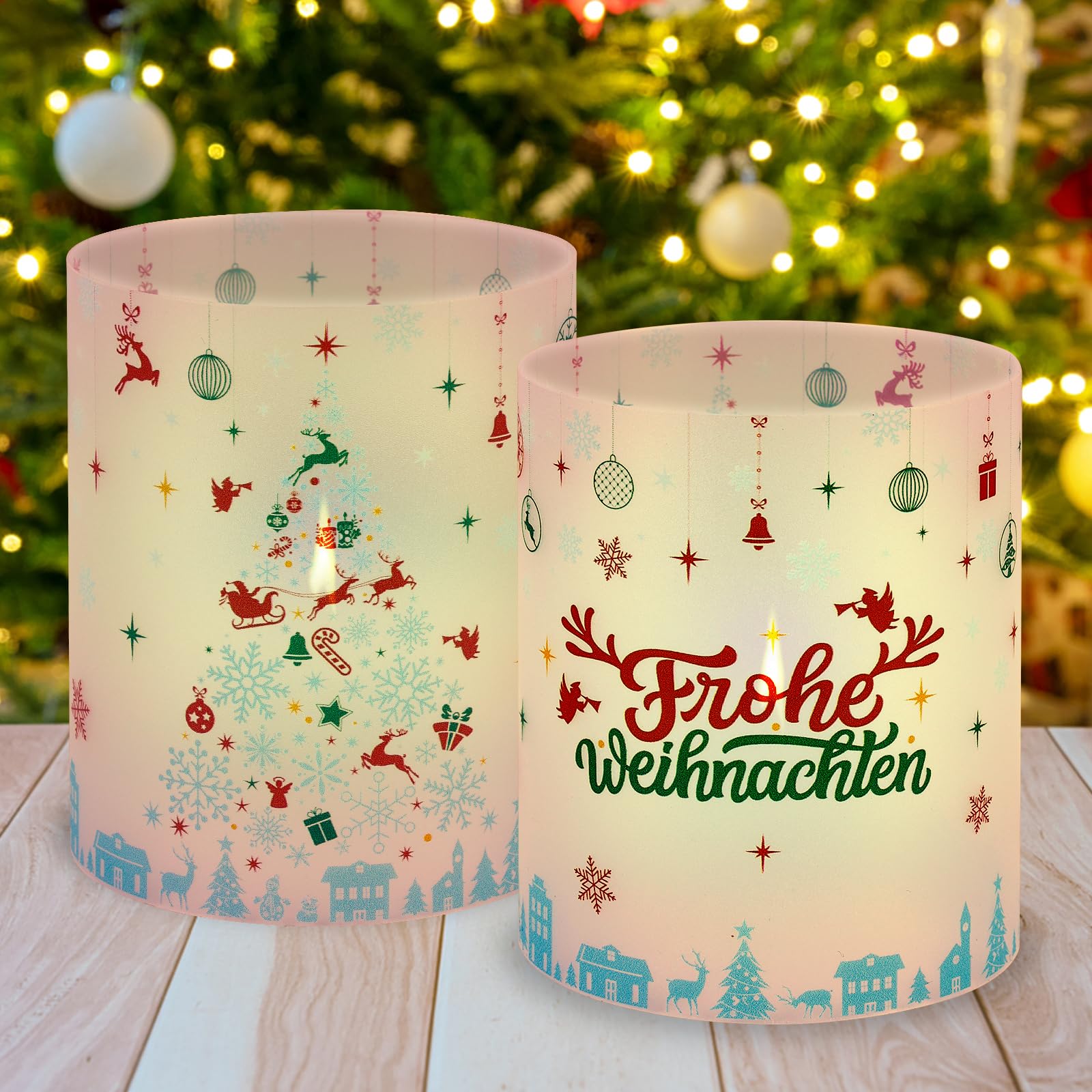 howaf-weihnachten-windlichter-tischdeko-8er-schneeflocken-teelicht image 1