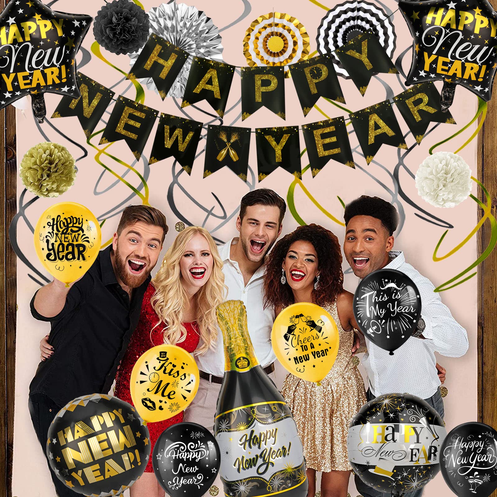 howaf-silvester-deko-2025-set-schwarz-gold-happy-new-year image 7