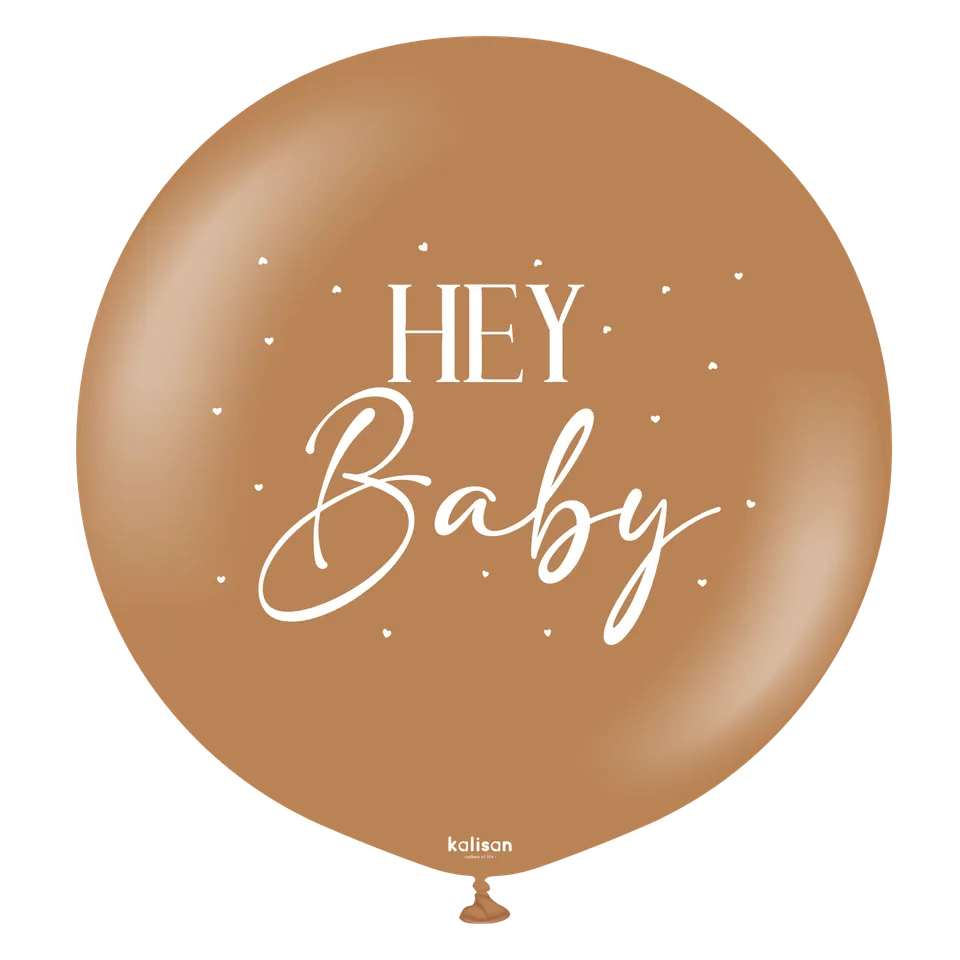 kalisan-gender-reveal-hey-baby-luftballon-36-karamell-1-stk image 1