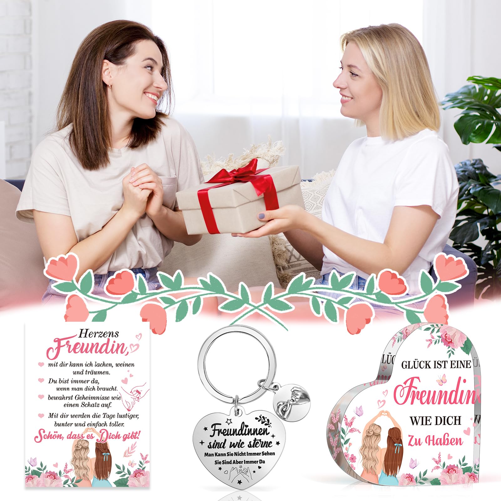 howaf-beste-freundin-geschenk-herz-acryl-schl-sselanh-nger-set image 7