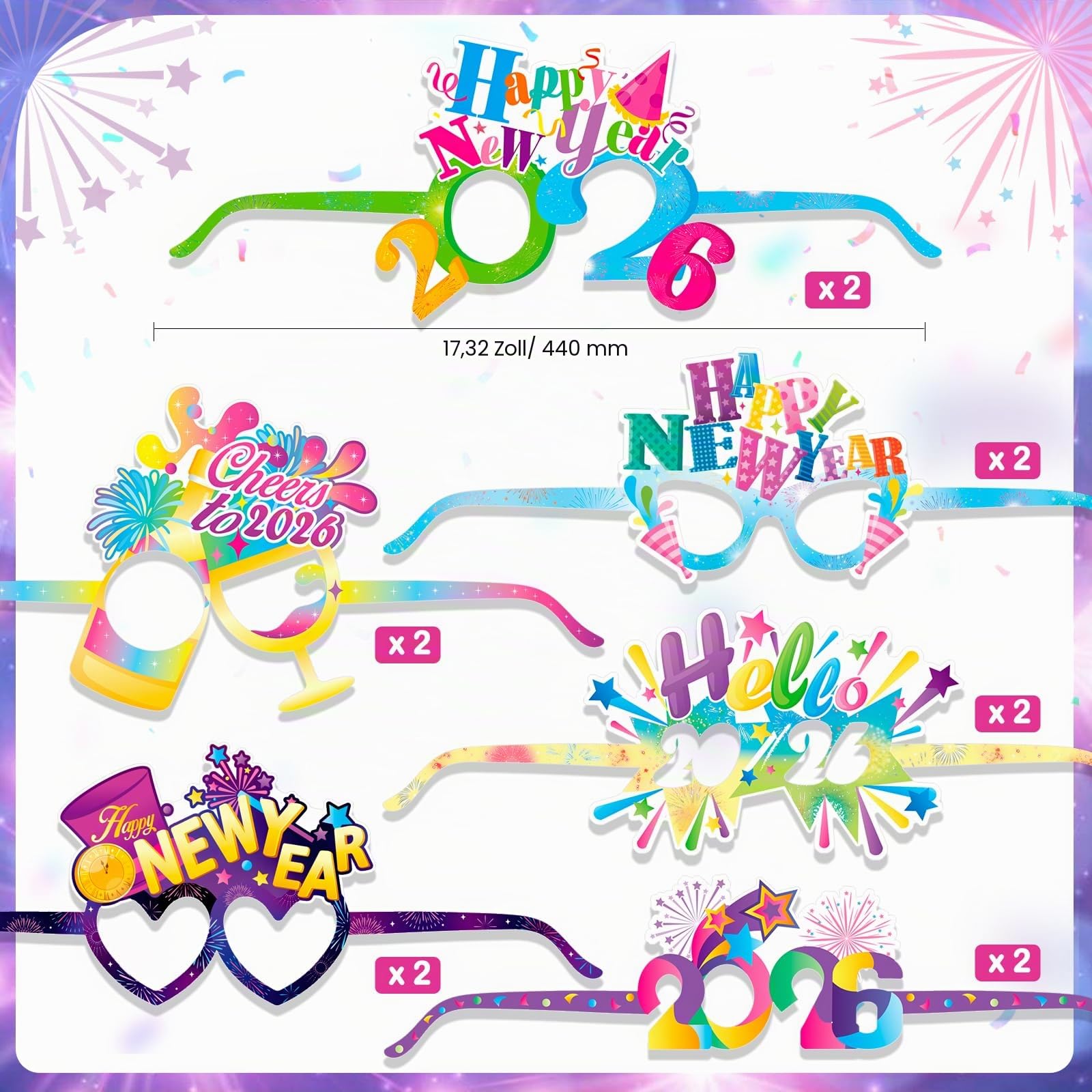 howaf-silvester-brille-2026-24-st-ck-papier-party image 2
