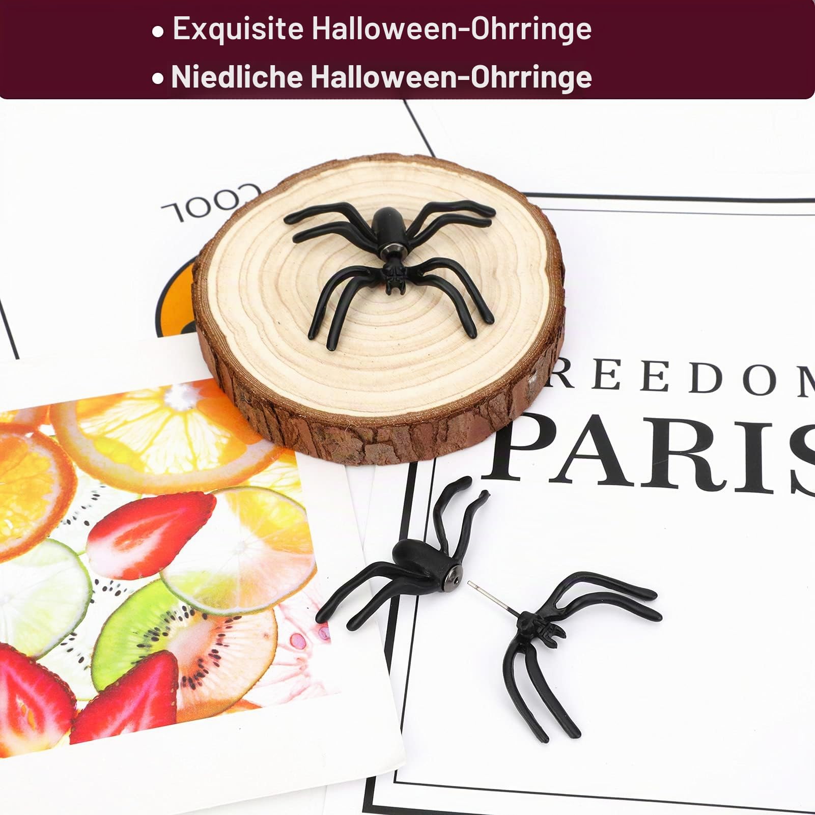 howaf-halloween-ohrringe-2-paare-spinne-totenkopf-ohrstecker image 3